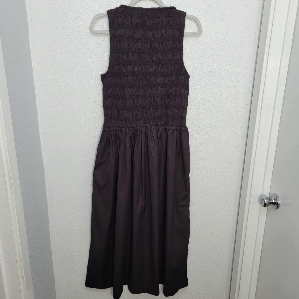 Madewell The Melody Smocked Midi Dress Size M NWT Brown Molasses - Picture 8 of 12
